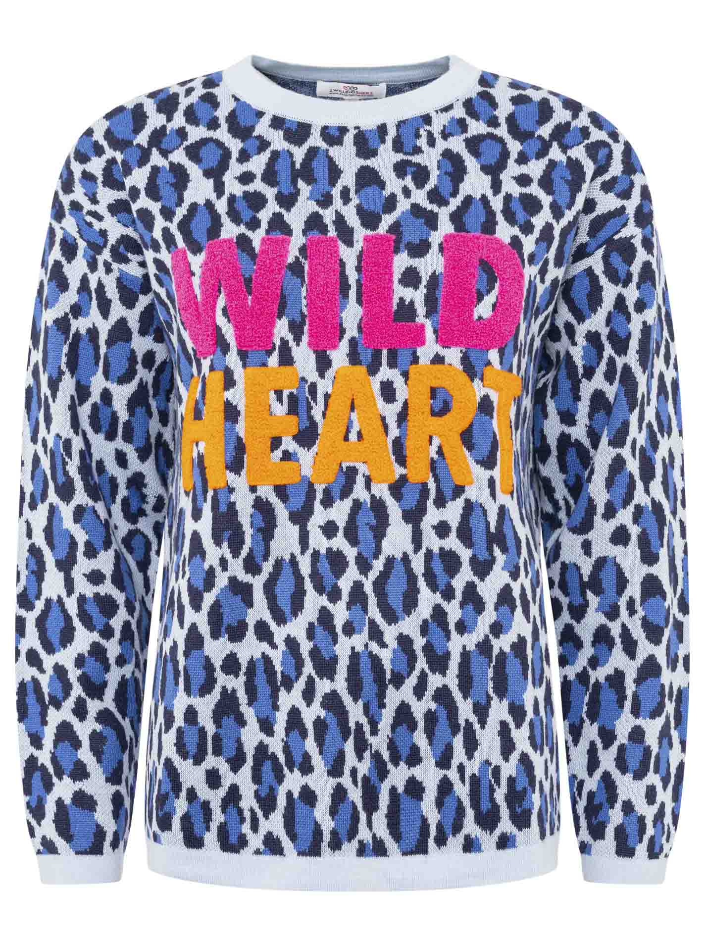 💕 Zwillingsherz Pullover Pulli "Wild Heart" Blau