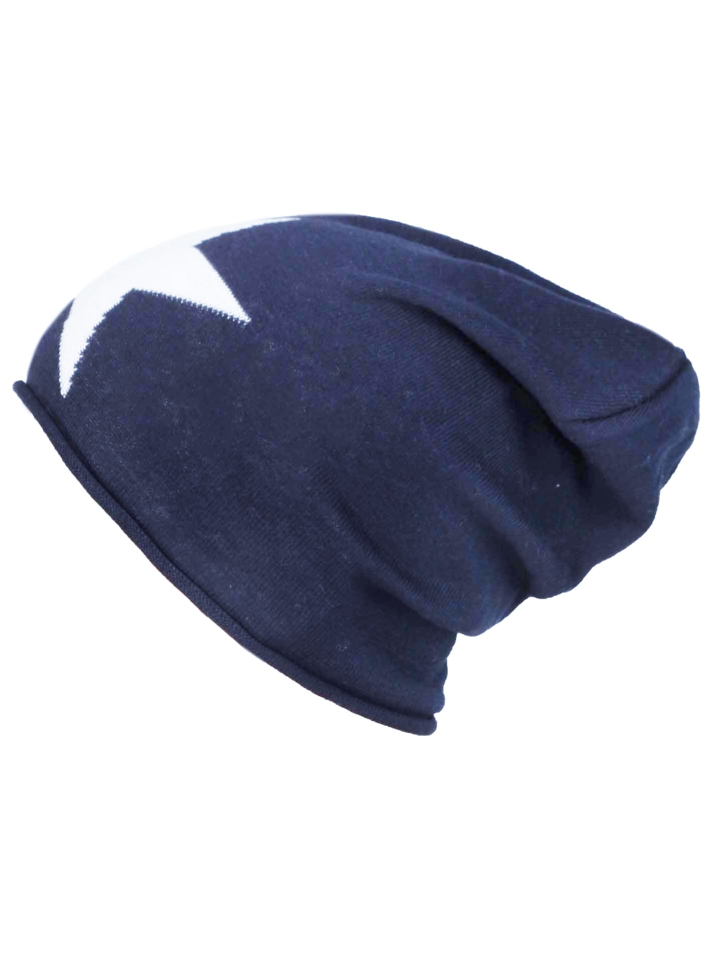 💕 Zwillingsherz Mütze "Sternlein" Beanie Kaschmir Wolle Viskose Fleece Navy