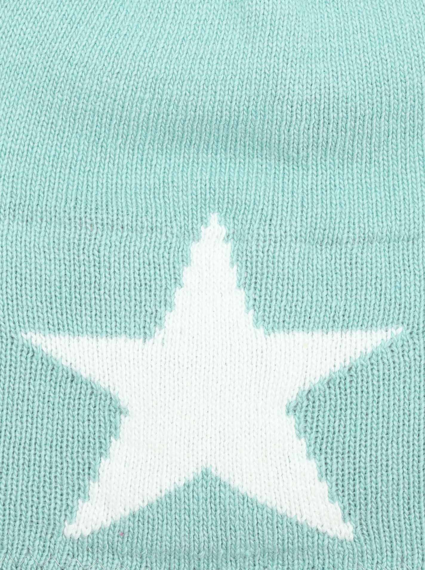 💕 Zwillingsherz Mütze "Sternlein" Beanie Kaschmir Wolle Viskose Fleece Türkis