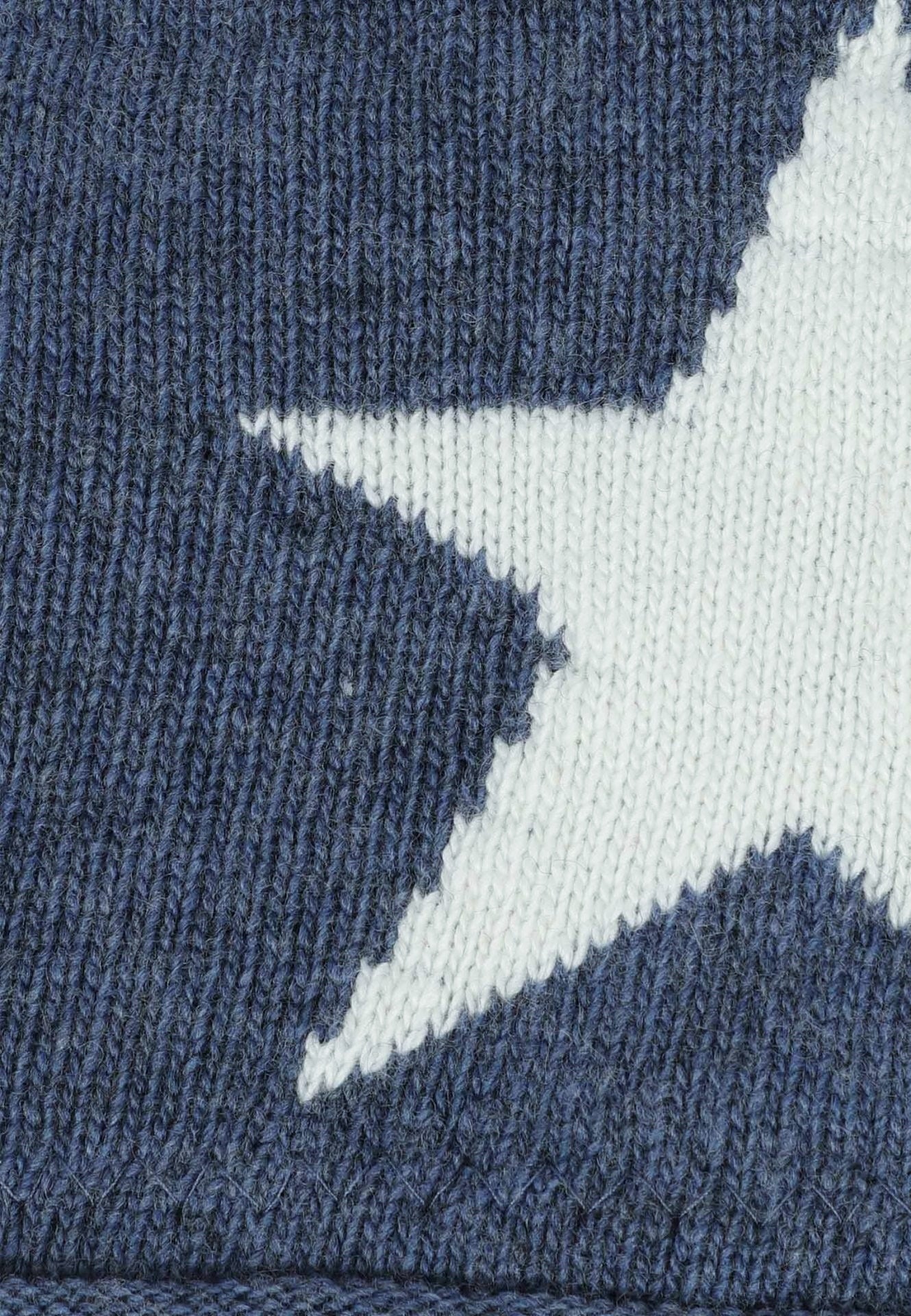 💕 Zwillingsherz Mütze "Sternlein" Beanie Kaschmir Wolle Viskose Fleece Jeansblau