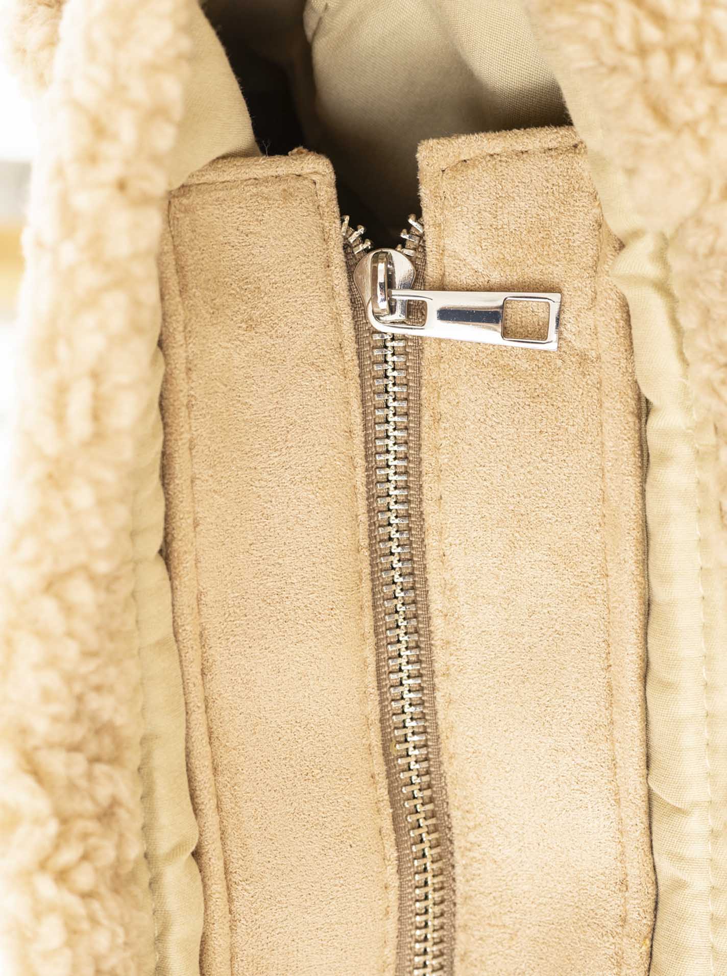💕 Zwillingsherz Shopper "Velour & Teddy" Tasche Beige