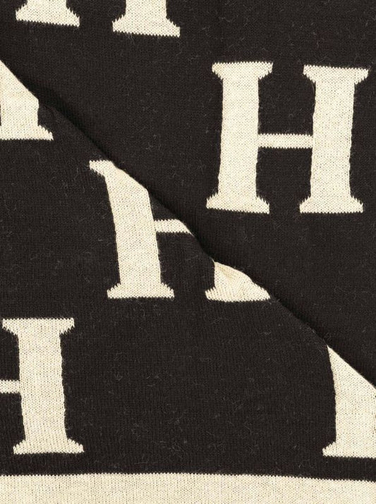 💕 Zwillingsherz Dreieckstuch "H mit Rand" Baumwolle Schwarz Beige