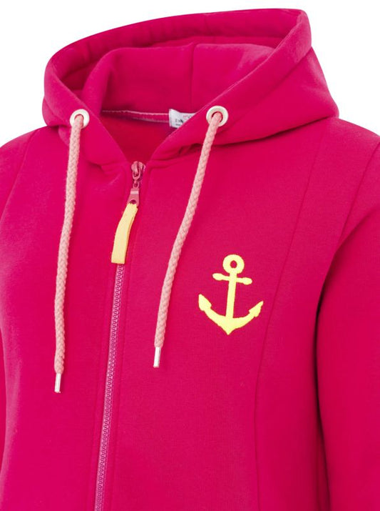 💕 Zwillingsherz Zip Hoodiemantel "Marianne" Sweater Baumwolle Berry
