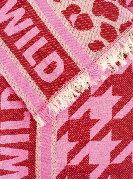 💕 Zwillingsherz Schal "Wild Leo" Baumwolle Wolle Pink