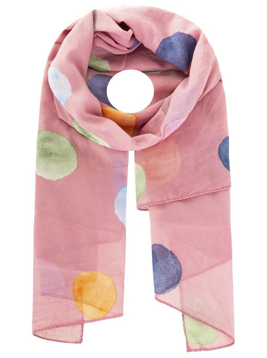 Schal Tuch "Bunte Tupfen" Baumwolle Seide Rosa