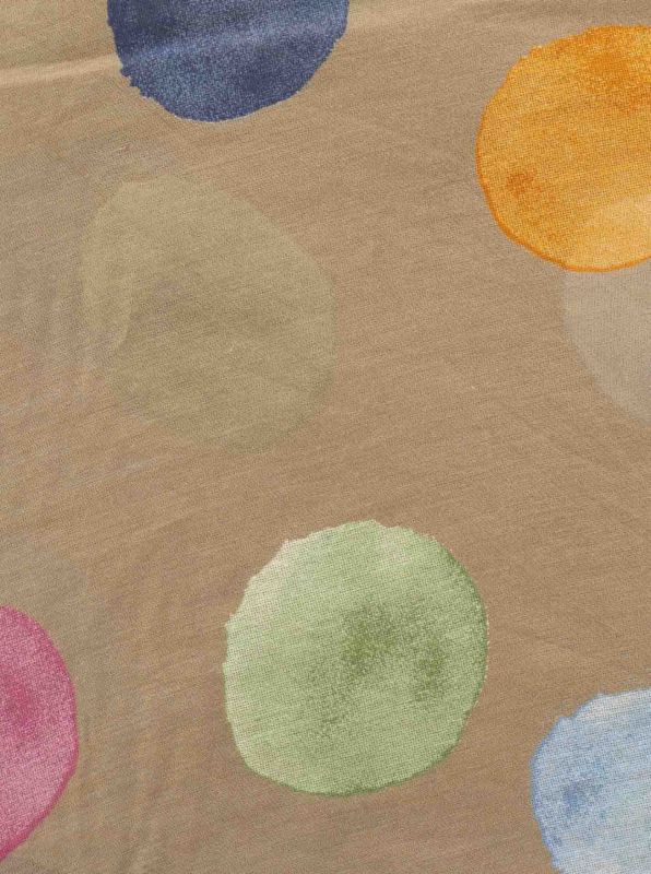 Schal Tuch "Bunte Tupfen" Baumwolle Seide Beige