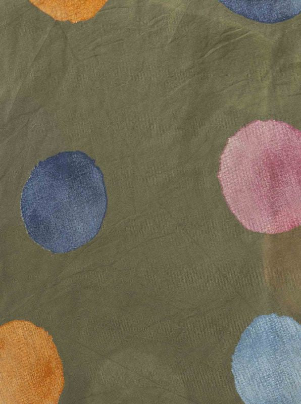 Schal Tuch "Bunte Tupfen" Baumwolle Seide Khaki