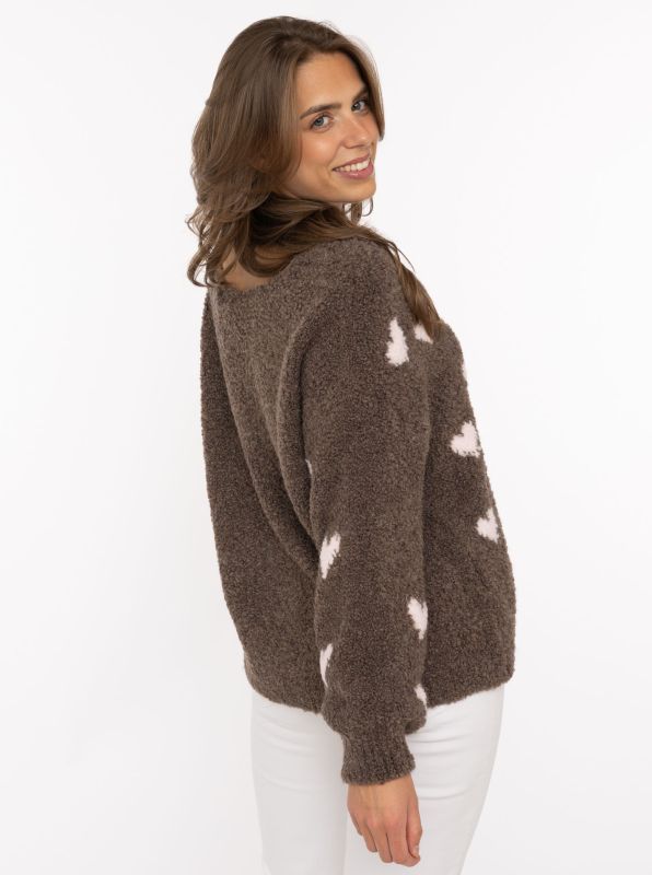 💕 Zwillingsherz Cardigan "Herzen Wollmix" Strickjacke Braun