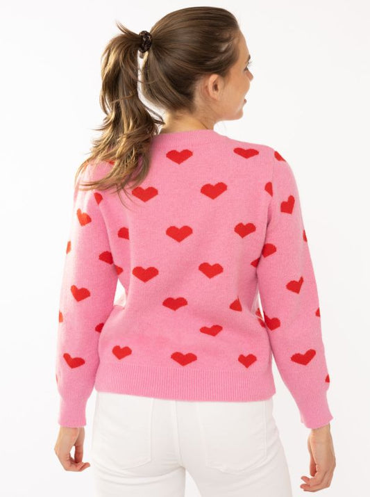 💕 Zwillingsherz Strickpullover "Multi Herzen" Pullover Pink