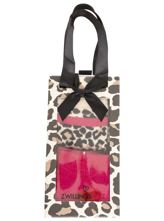 💕 Zwillingsherz "Geschenkbox Set Leo" 2 Paar Socken Pink