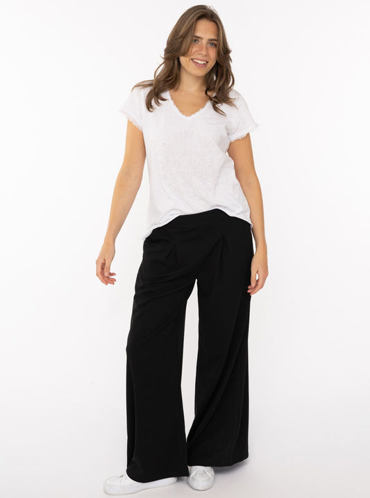 💕 Zwillingsherz Oversize Stoffhose "Bundfalte" Schwarz