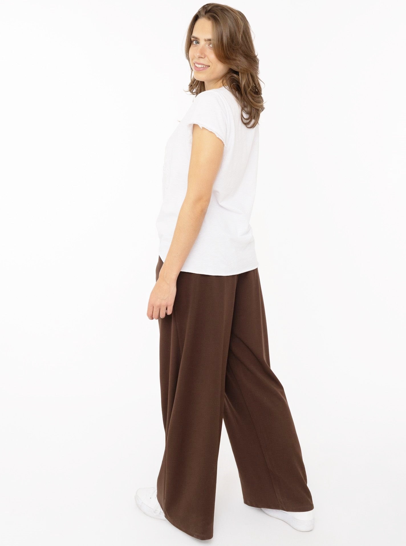 💕 Zwillingsherz Oversize Stoffhose "Bundfalte" Braun