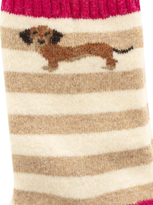 💕 Zwillingsherz Socken "Dackel & Streifen" Beige