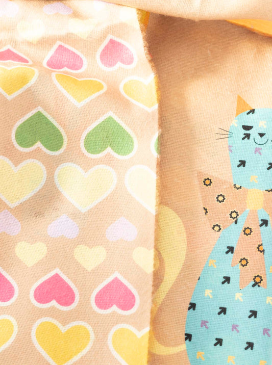 💕 Zwillingsherz Schal "Hearts & Cats" Kuschelschal Soft Beige