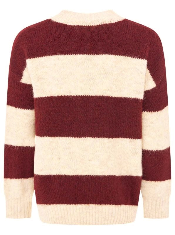 💕 Zwillingsherz Kuschel Pullover "Blockstreifen" Bordeaux Beige