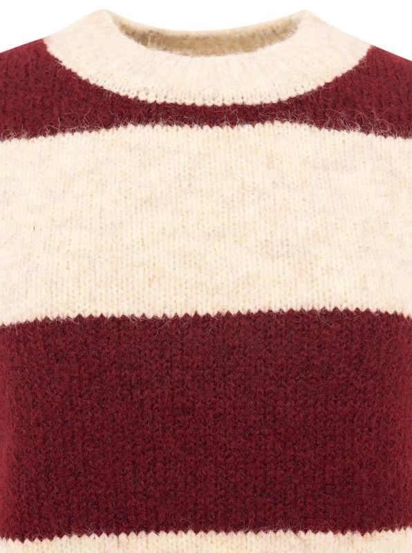 💕 Zwillingsherz Kuschel Pullover "Blockstreifen" Bordeaux Beige