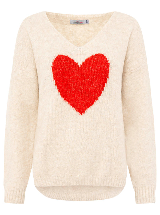 💕 Zwillingsherz Kuschel Pullover "Wollmix Herz" Pullover Beige