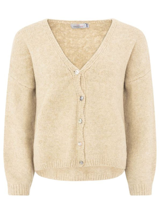 💕 Zwillingsherz Cardigan "Knöpfe" Strickjacke Wollmix Beige
