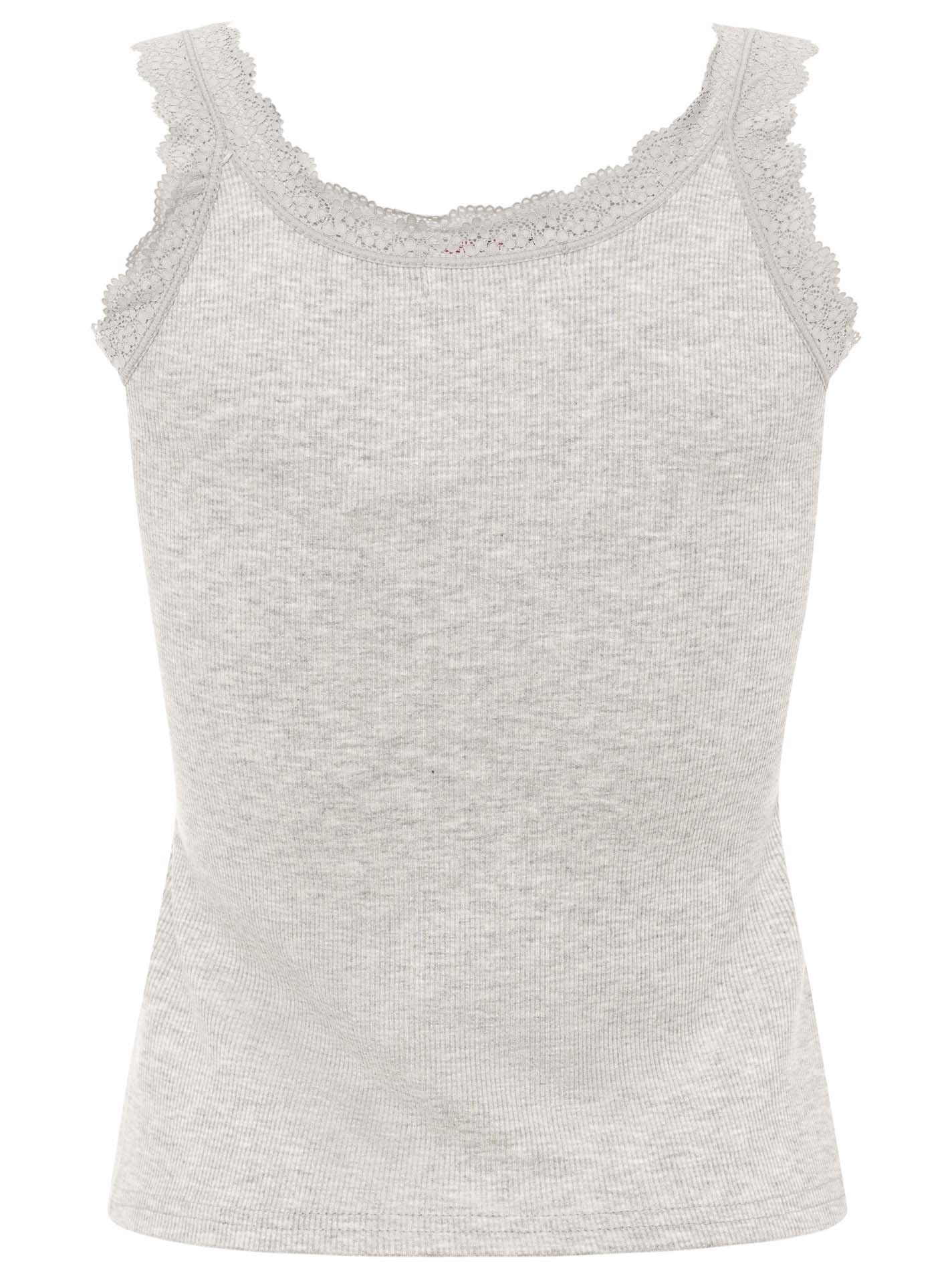 💕 Zwillingsherz Top "Miami" Tanktop Spitze Hellgrau