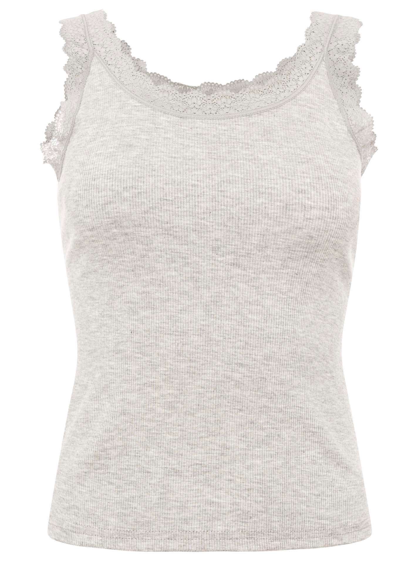 💕 Zwillingsherz Top "Miami" Tanktop Spitze Hellgrau