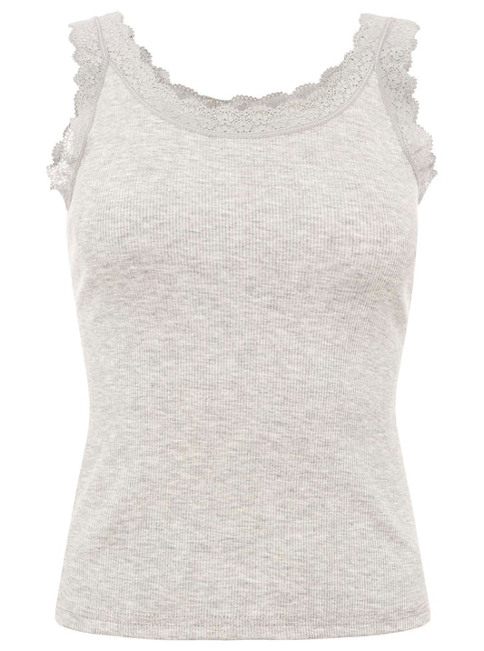 💕 Zwillingsherz Top "Miami" Tanktop Spitze Hellgrau