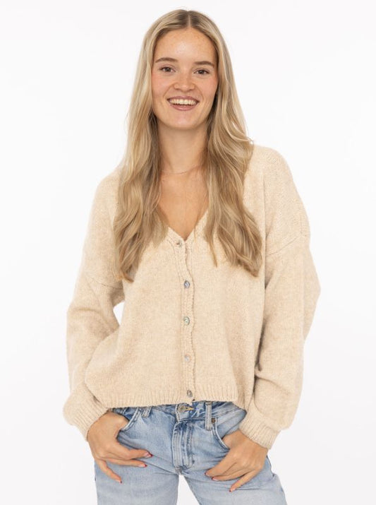 💕 Zwillingsherz Cardigan "Knöpfe" Strickjacke Wollmix Beige