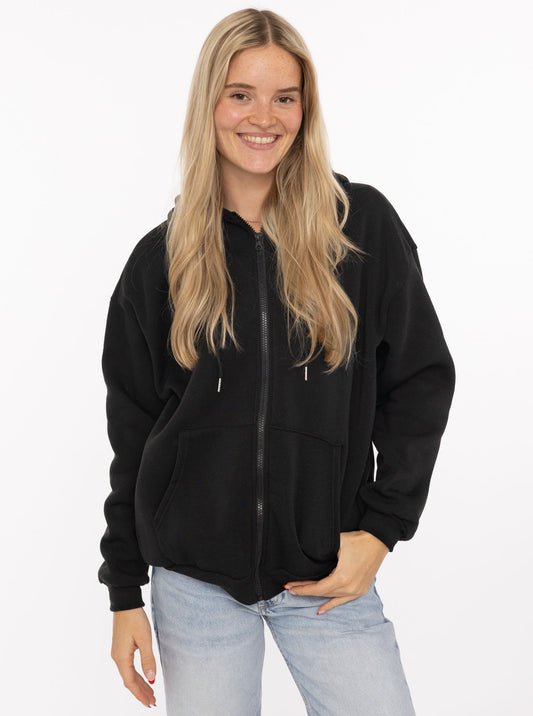💕 Zwillingsherz Hoodiejacke Zip "Basic Uni" Schwarz