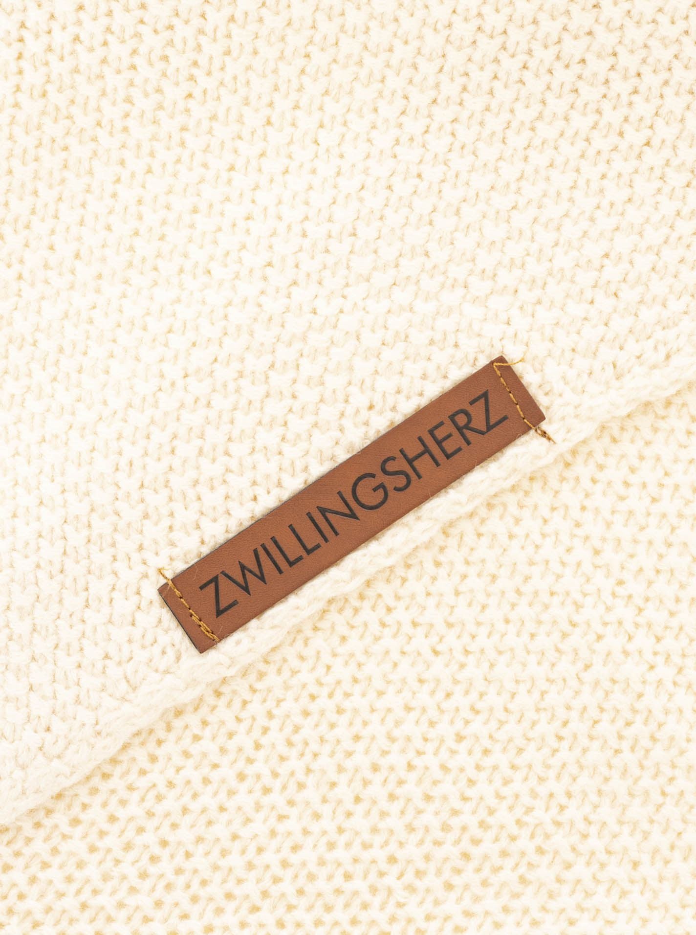 💕 Zwillingsherz Dreieckstuch "Uni & Patch" Creme
