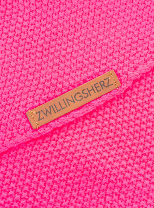 💕 Zwillingsherz Dreieckstuch "Uni & Patch" Neonpink