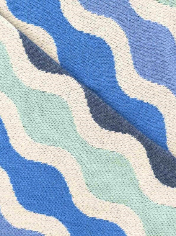 💕 Zwillingsherz Dreieckstuch "Kurvige Streifen" Blau