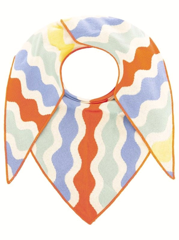💕 Zwillingsherz Dreieckstuch "Kurvige Streifen" Blau Gelb Orange