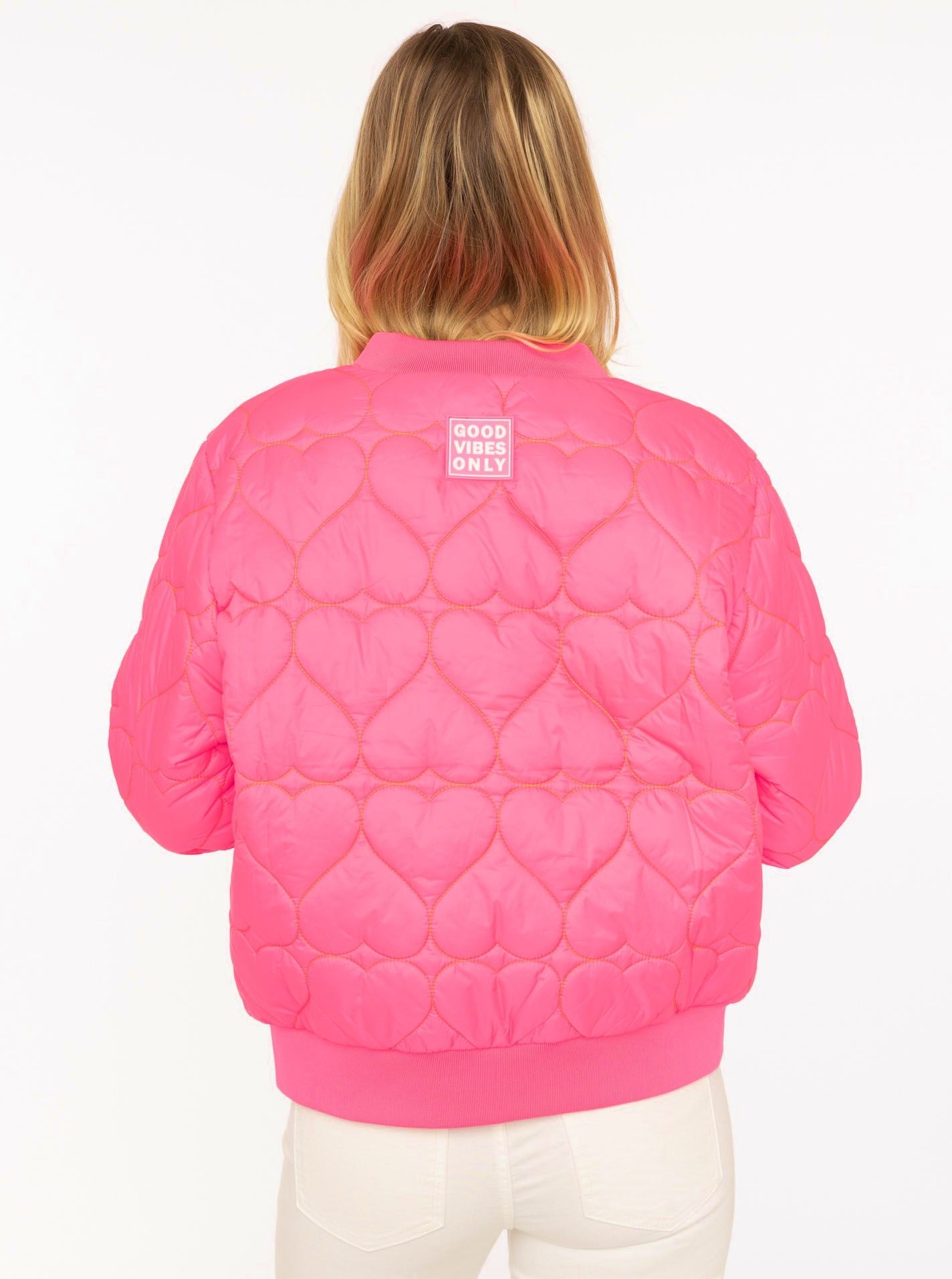 💕 Zwillingsherz Bomberjacke "Be Happy" Neonpink
