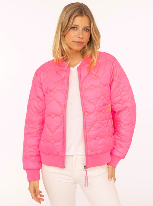 💕 Zwillingsherz Bomberjacke "Be Happy" Neonpink