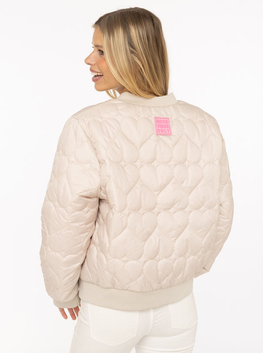💕 Zwillingsherz Bomberjacke "Be Happy" Hellbeige