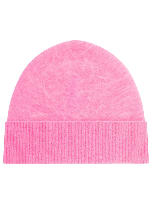 💕 Zwillingsherz Mütze Beanie "100 % gebürstetes Kaschmir" Neonpink