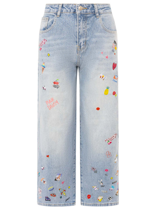 💕 Zwillingsherz Oversize Jeans "The Patch" Blau