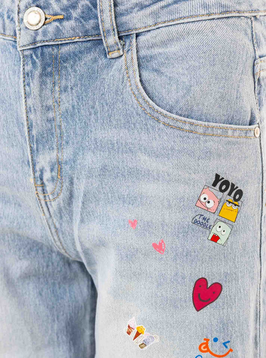 💕 Zwillingsherz Oversize Jeans "The Patch" Blau
