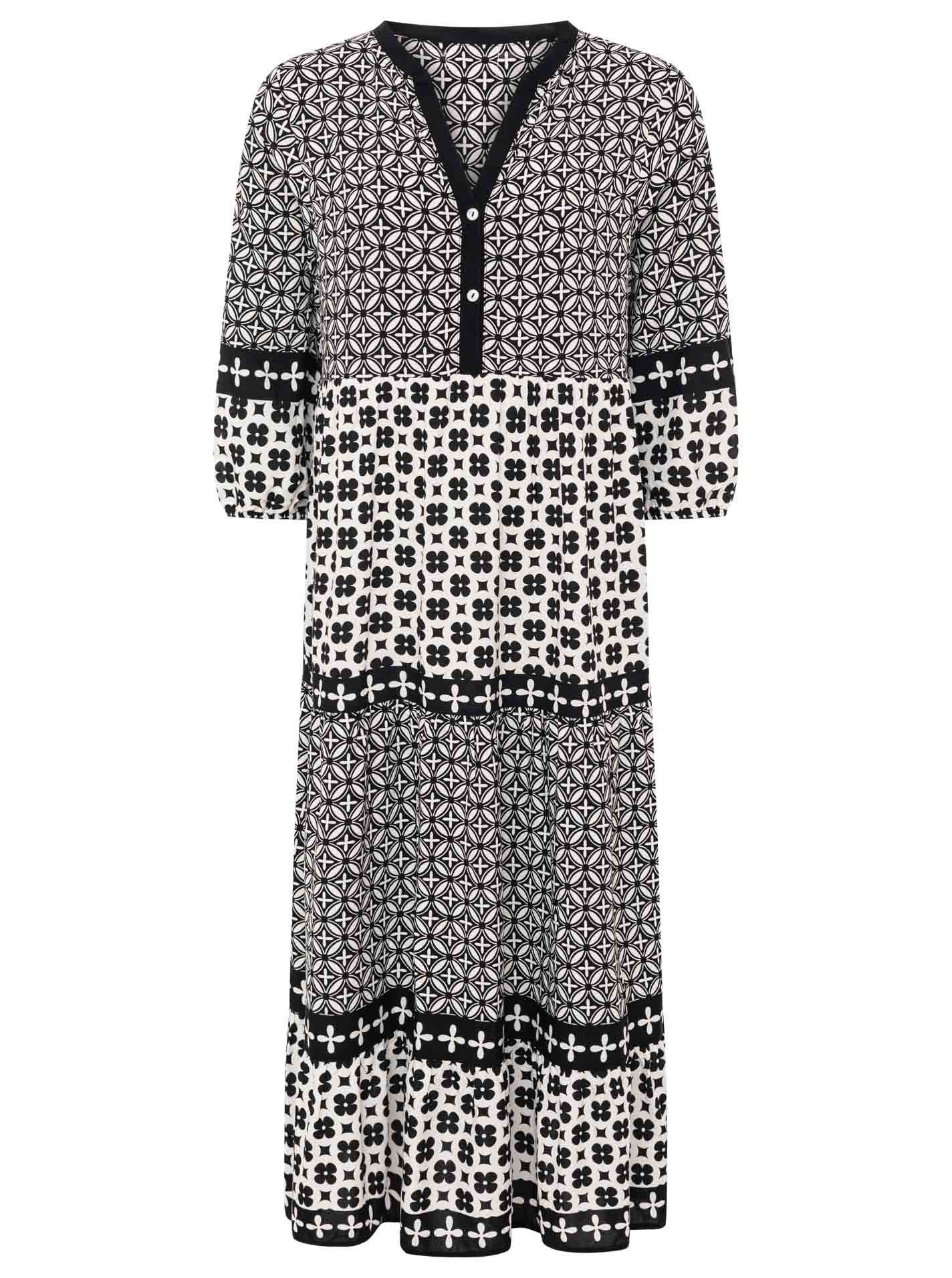 💕 Zwillingsherz Maxikleid "Geometric" Schwarz
