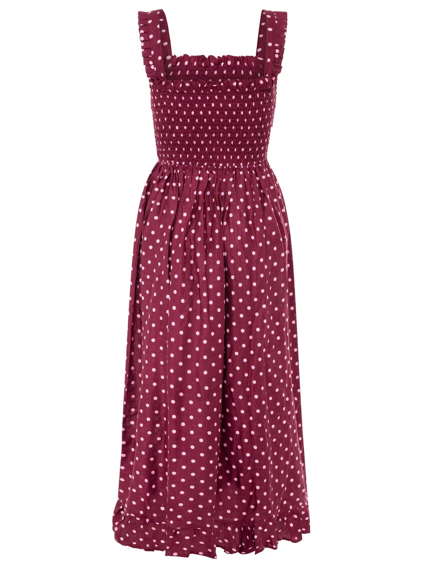 💕 Zwillingsherz Maxikleid "Classic Dots" Bordeaux