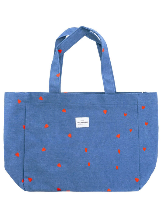 💕 Zwillingsherz XXL Shopper Jeans Denim "Kleine Herzen" Jeans