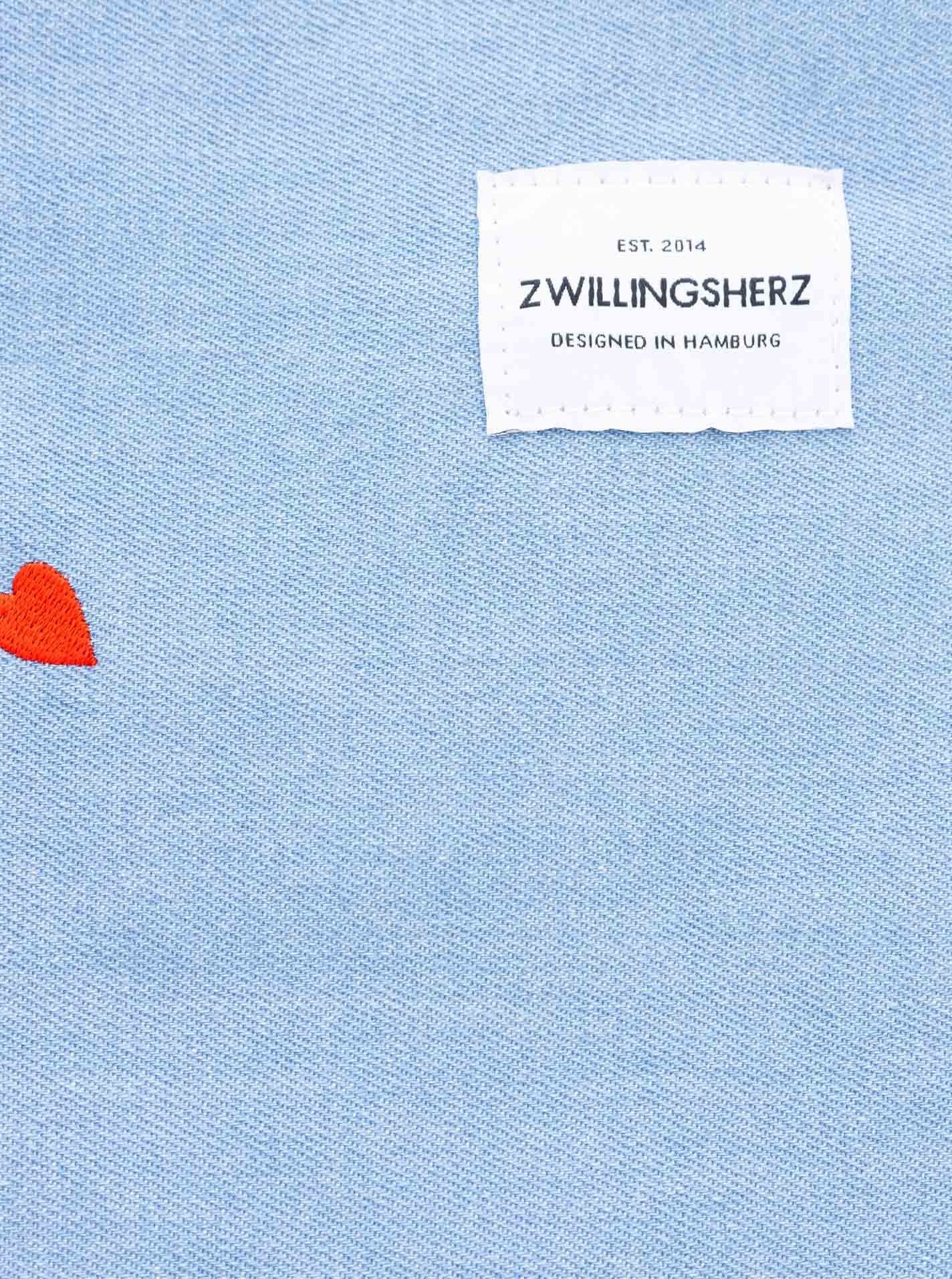 💕 Zwillingsherz XXL Shopper Jeans Denim "Kleine Herzen" Hellblau