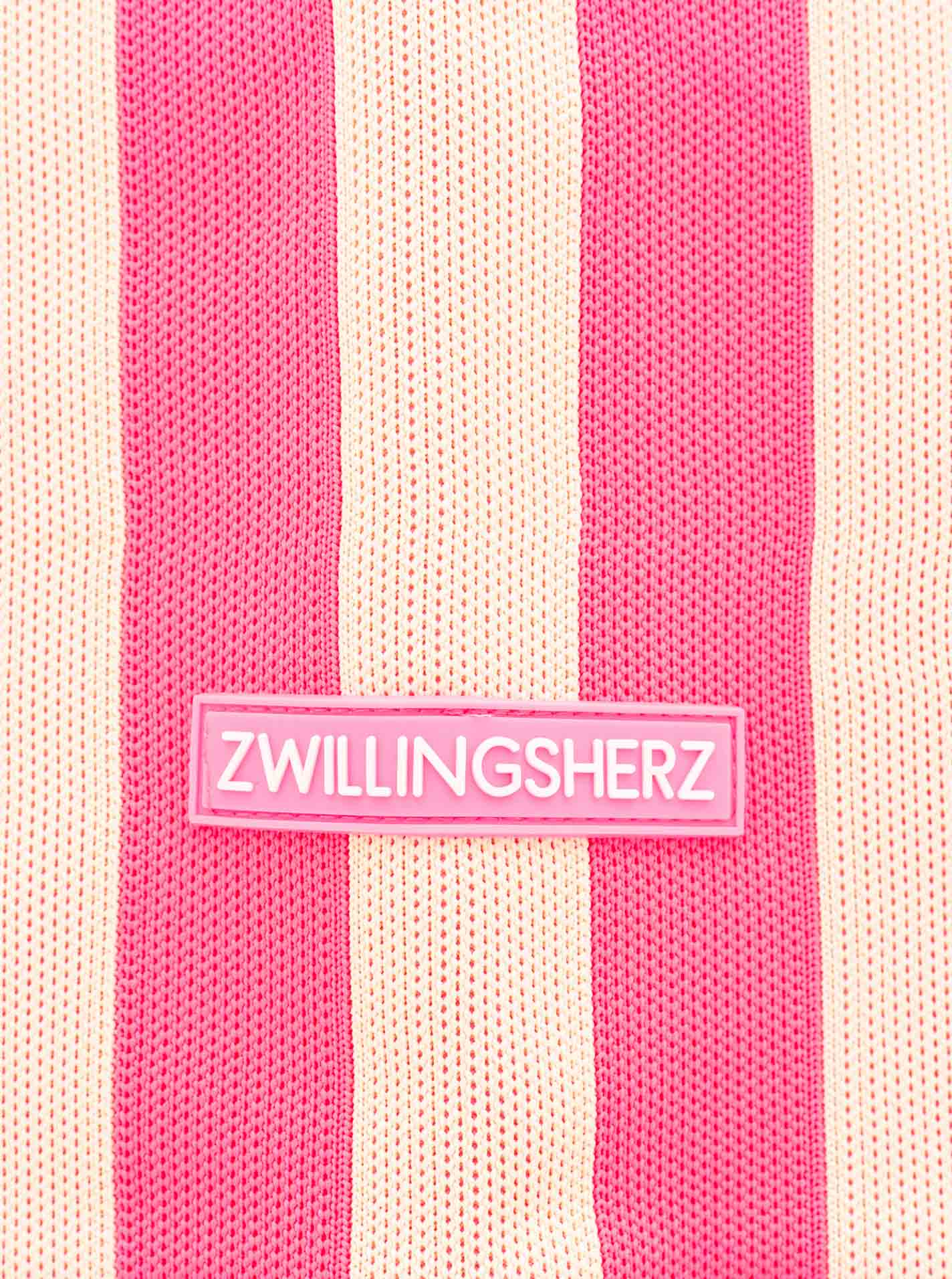 💕 Zwillingsherz Tasche Shopper "Streifen & Patch" Pink