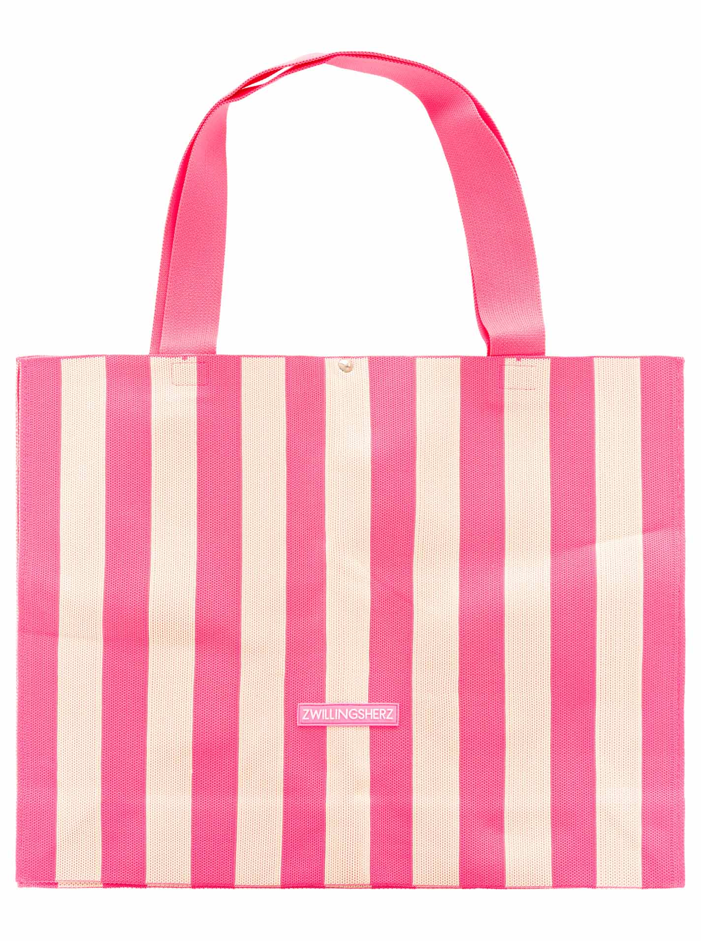 💕 Zwillingsherz Tasche Shopper "Streifen & Patch" Pink