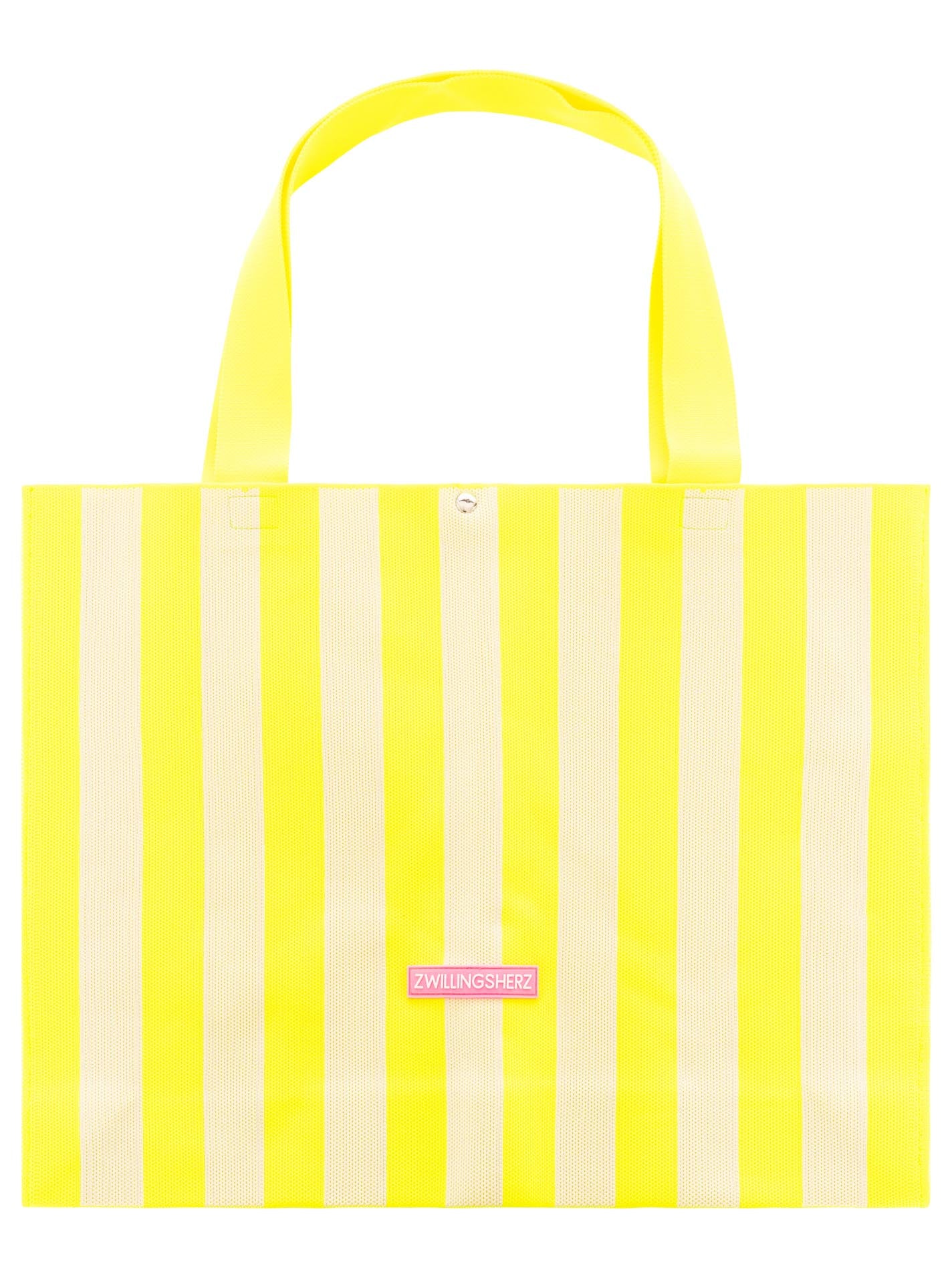 💕 Zwillingsherz Tasche Shopper "Streifen & Patch" Gelb