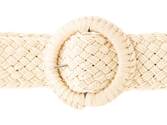 Gürtel "Breit geflochten" Flechtgürtel Creme