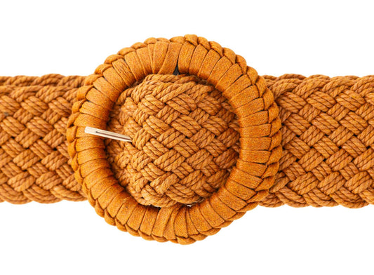 Gürtel "Breit geflochten" Flechtgürtel Cognac