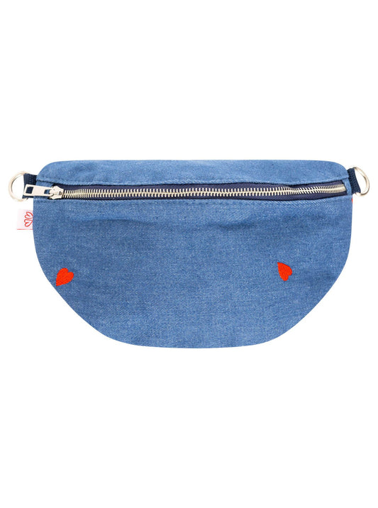 💕 Zwillingsherz Crossbody Denim "Herzen" Jeansblau