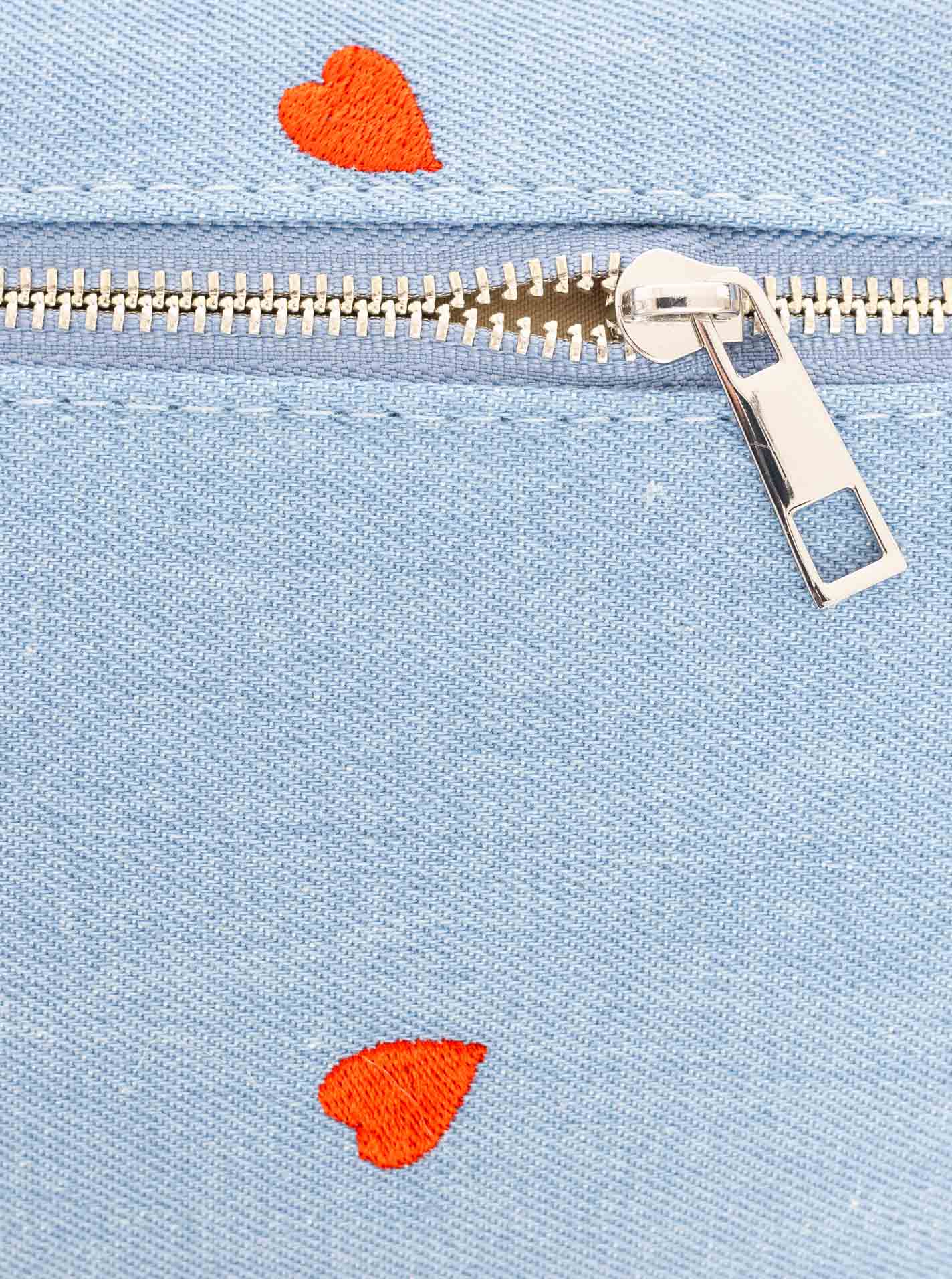 💕 Zwillingsherz Crossbody Denim "Herzen" Hellblau