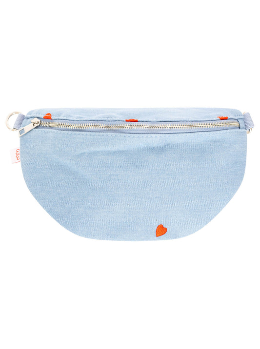 💕 Zwillingsherz Crossbody Denim "Herzen" Hellblau