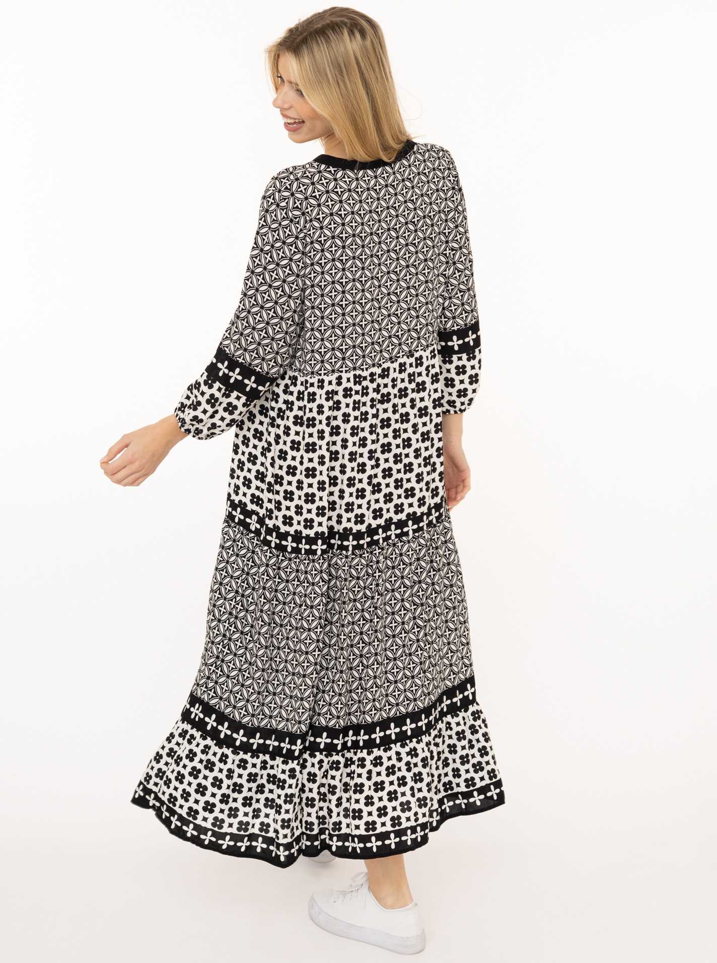 💕 Zwillingsherz Maxikleid "Geometric" Schwarz
